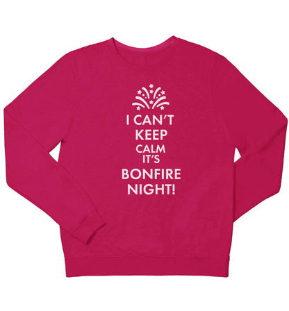 I can't keep calm its bonfire night children's pink sweater 12-13 Years