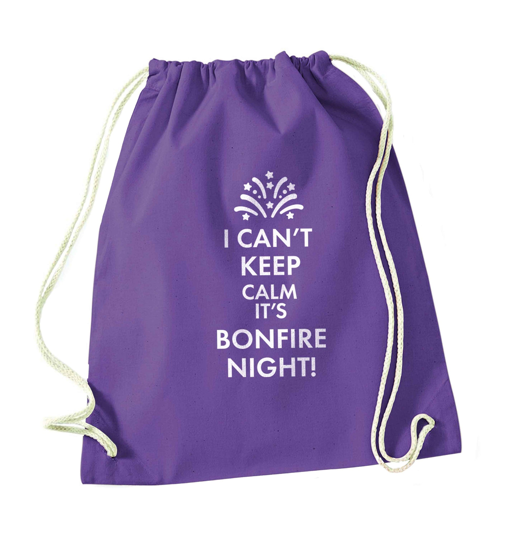 I can't keep calm its bonfire night purple drawstring bag