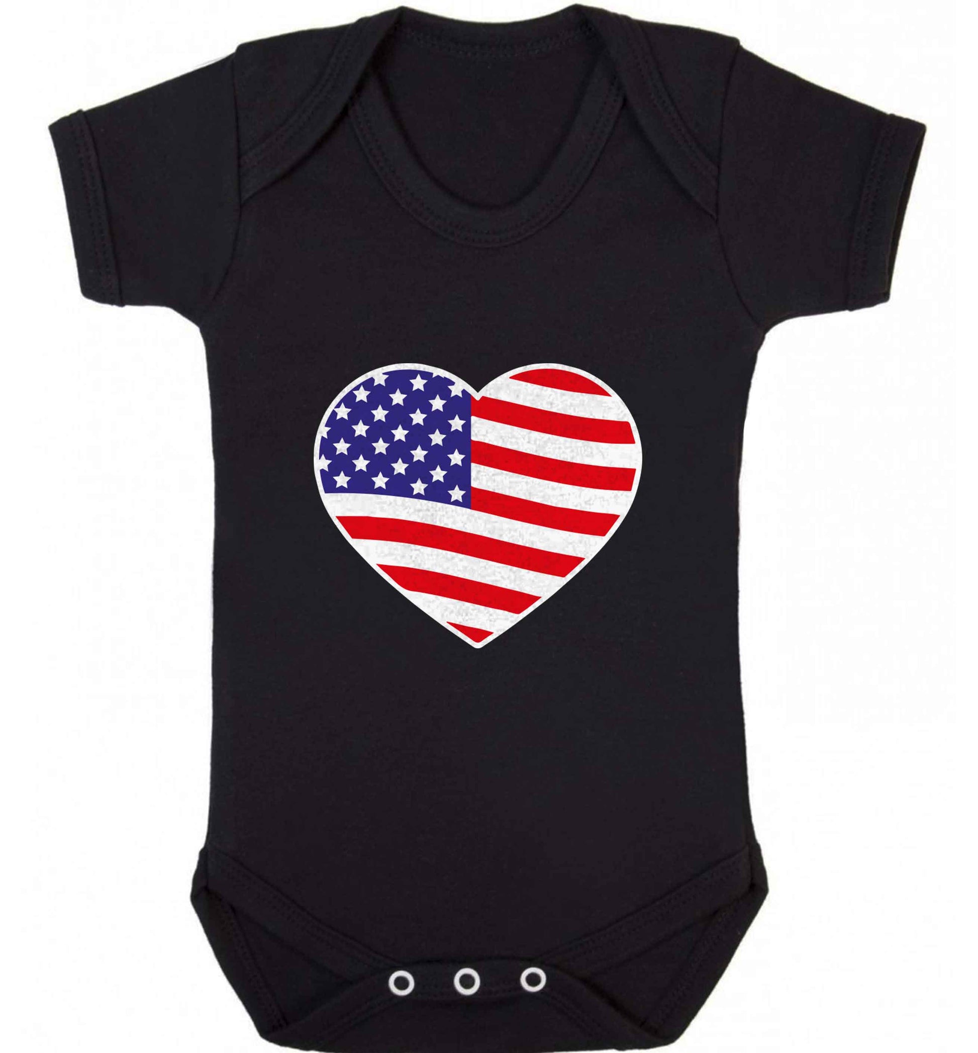 American USA Heart Flag baby vest black 18-24 months