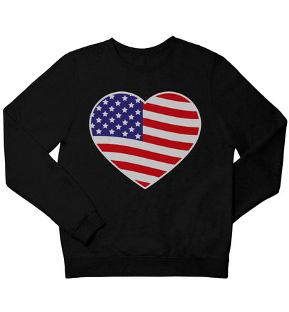 American USA Heart Flag children's black sweater 12-13 Years