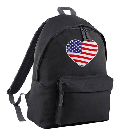 American USA Heart Flag black adults backpack