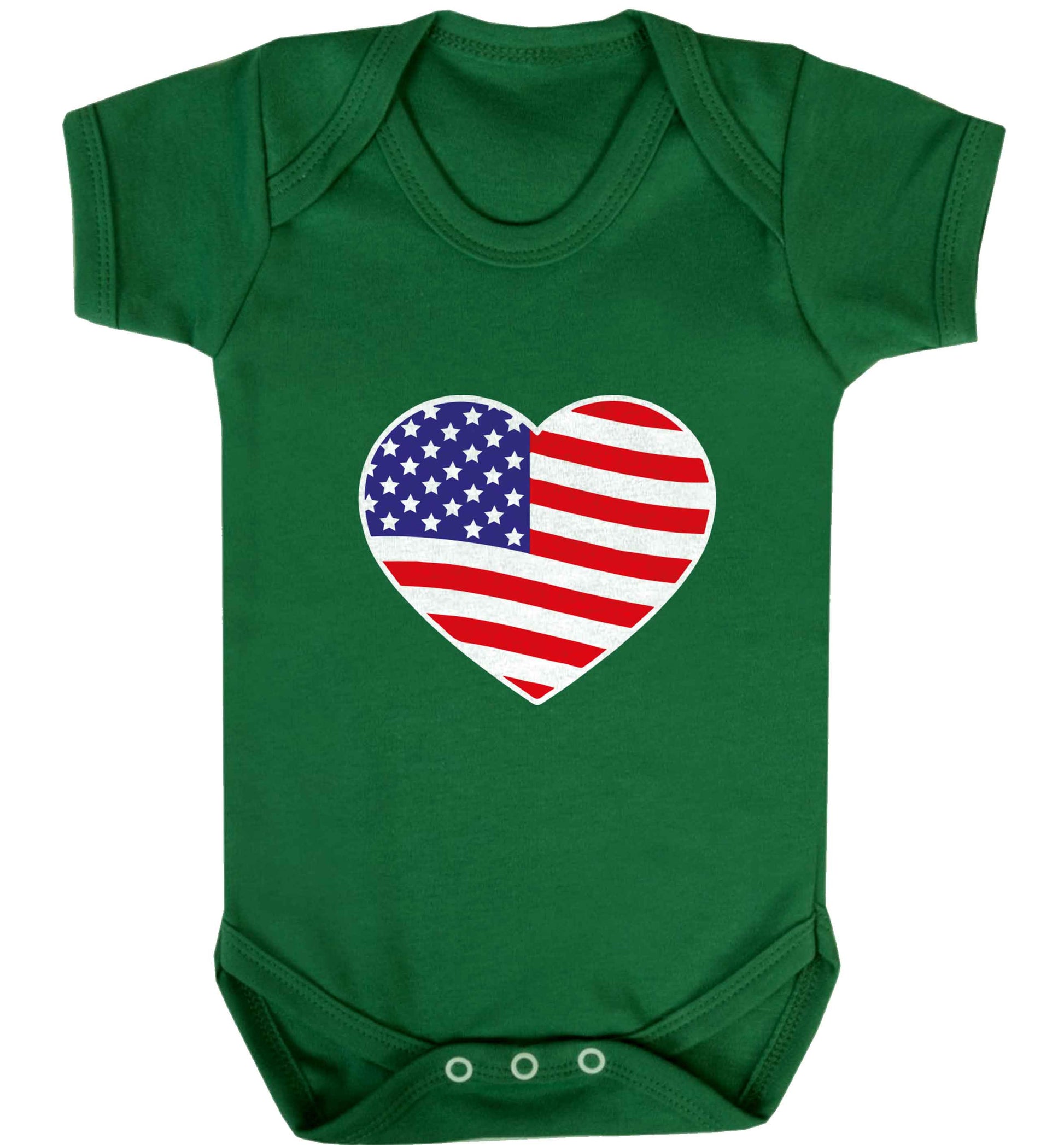 American USA Heart Flag baby vest green 18-24 months