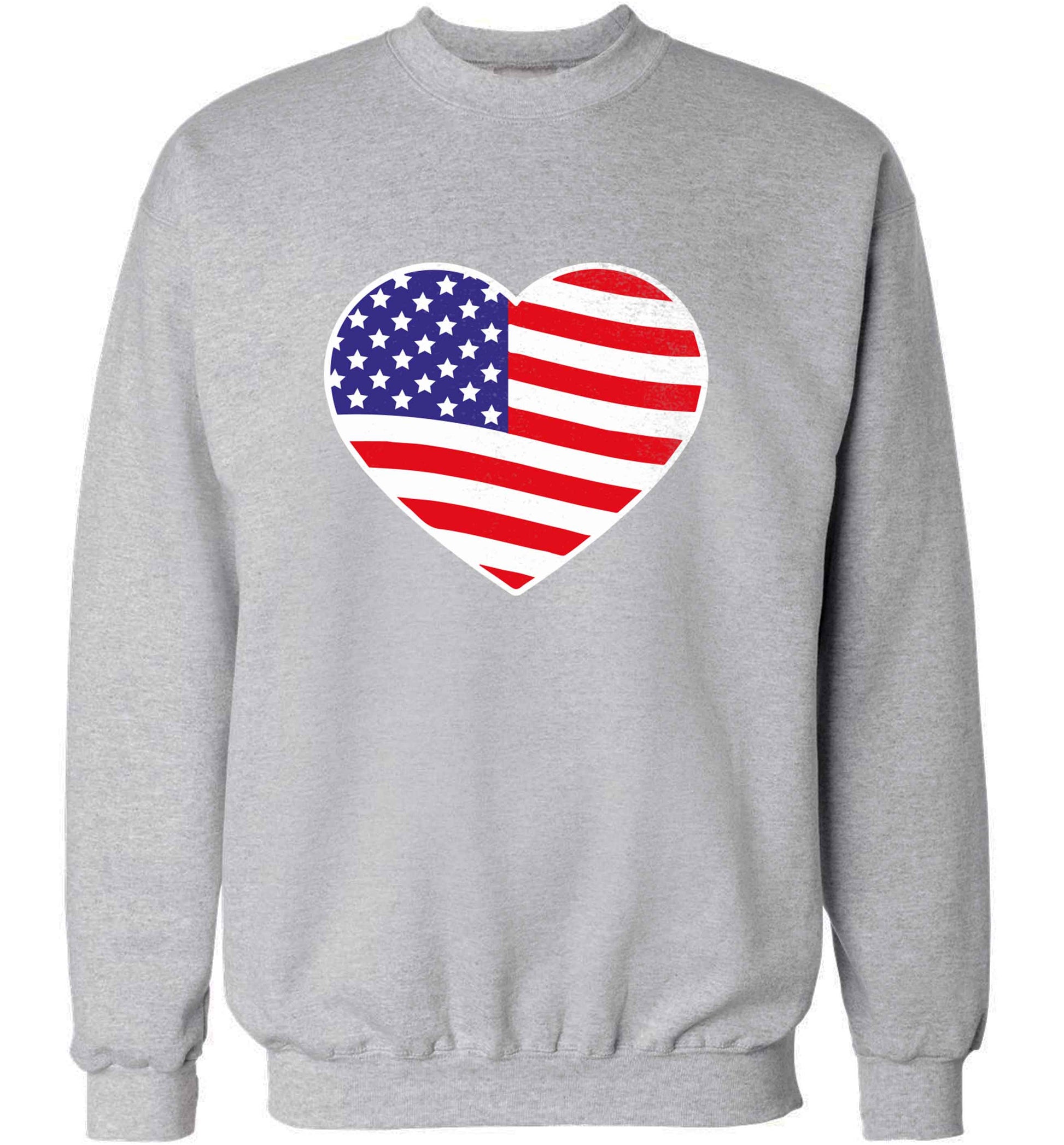 American USA Heart Flag adult's unisex grey sweater 2XL