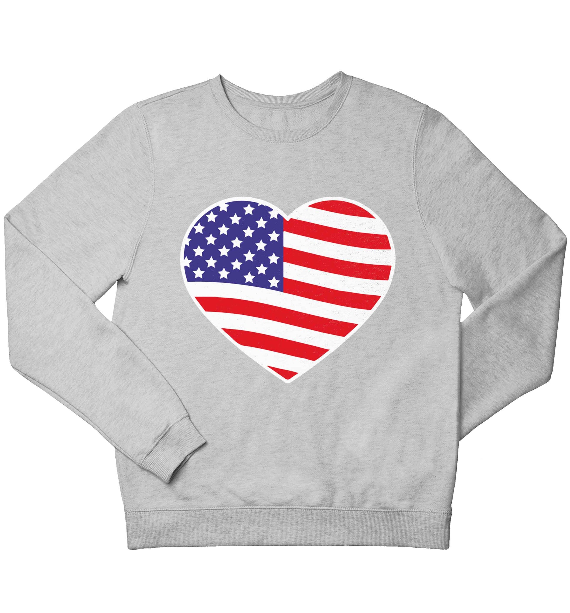 American USA Heart Flag children's grey sweater 12-13 Years