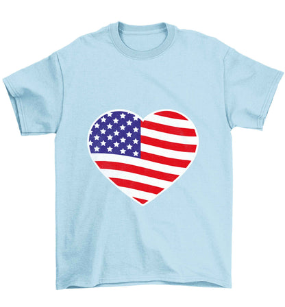 American USA Heart Flag Children's light blue Tshirt 12-13 Years