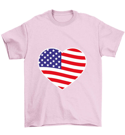 American USA Heart Flag Children's light pink Tshirt 12-13 Years