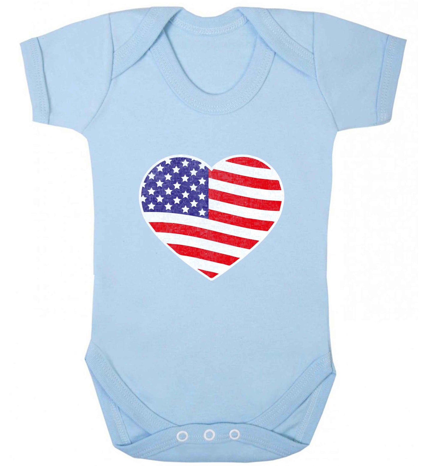 American USA Heart Flag baby vest pale blue 18-24 months
