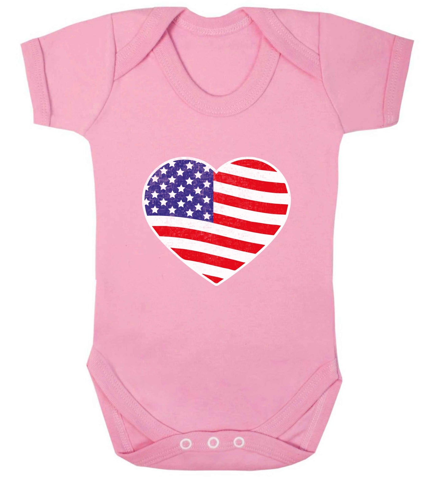 American USA Heart Flag baby vest pale pink 18-24 months
