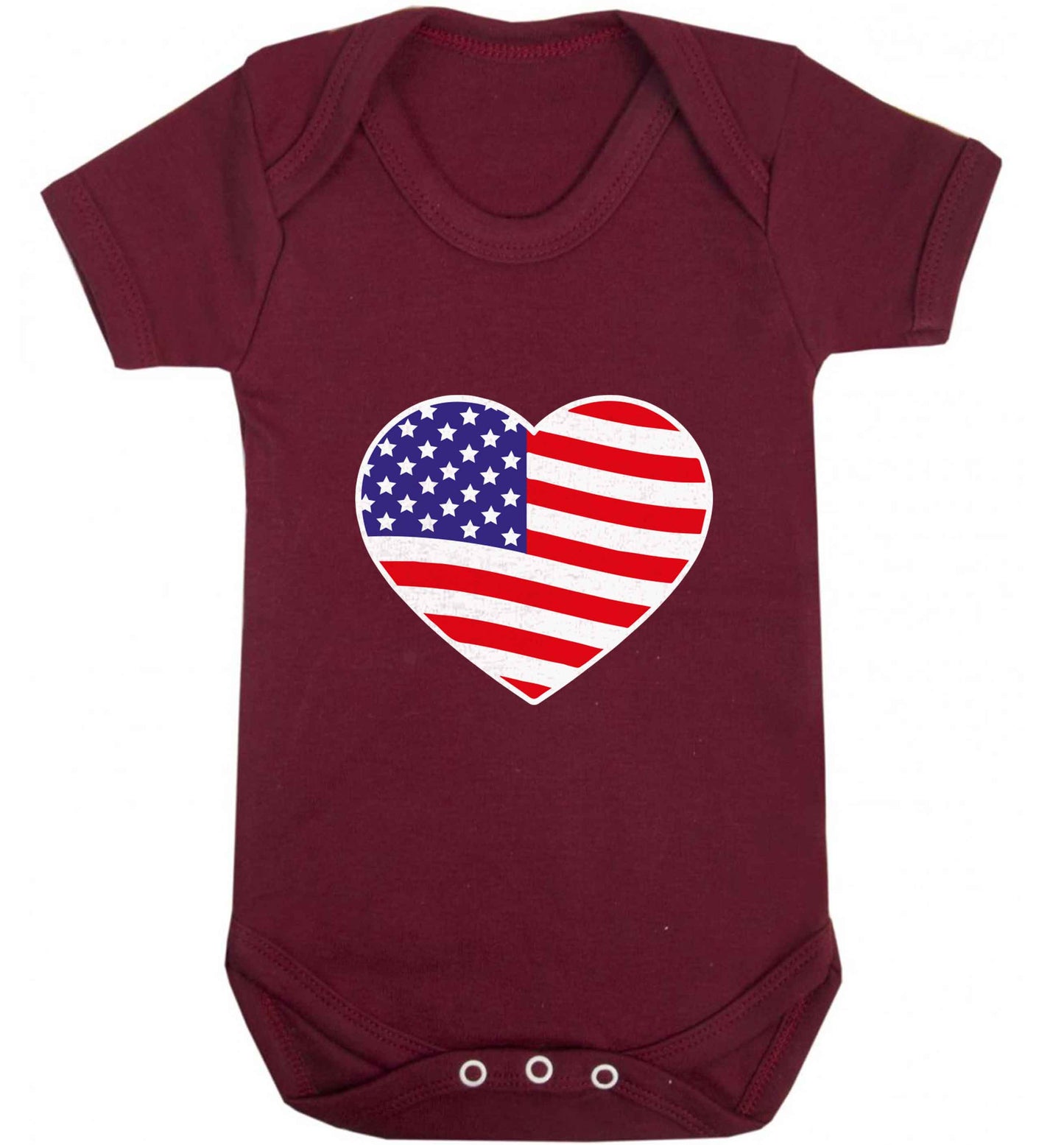 American USA Heart Flag baby vest maroon 18-24 months
