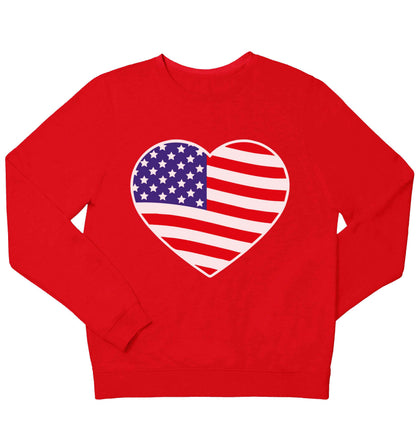 American USA Heart Flag children's grey sweater 12-13 Years