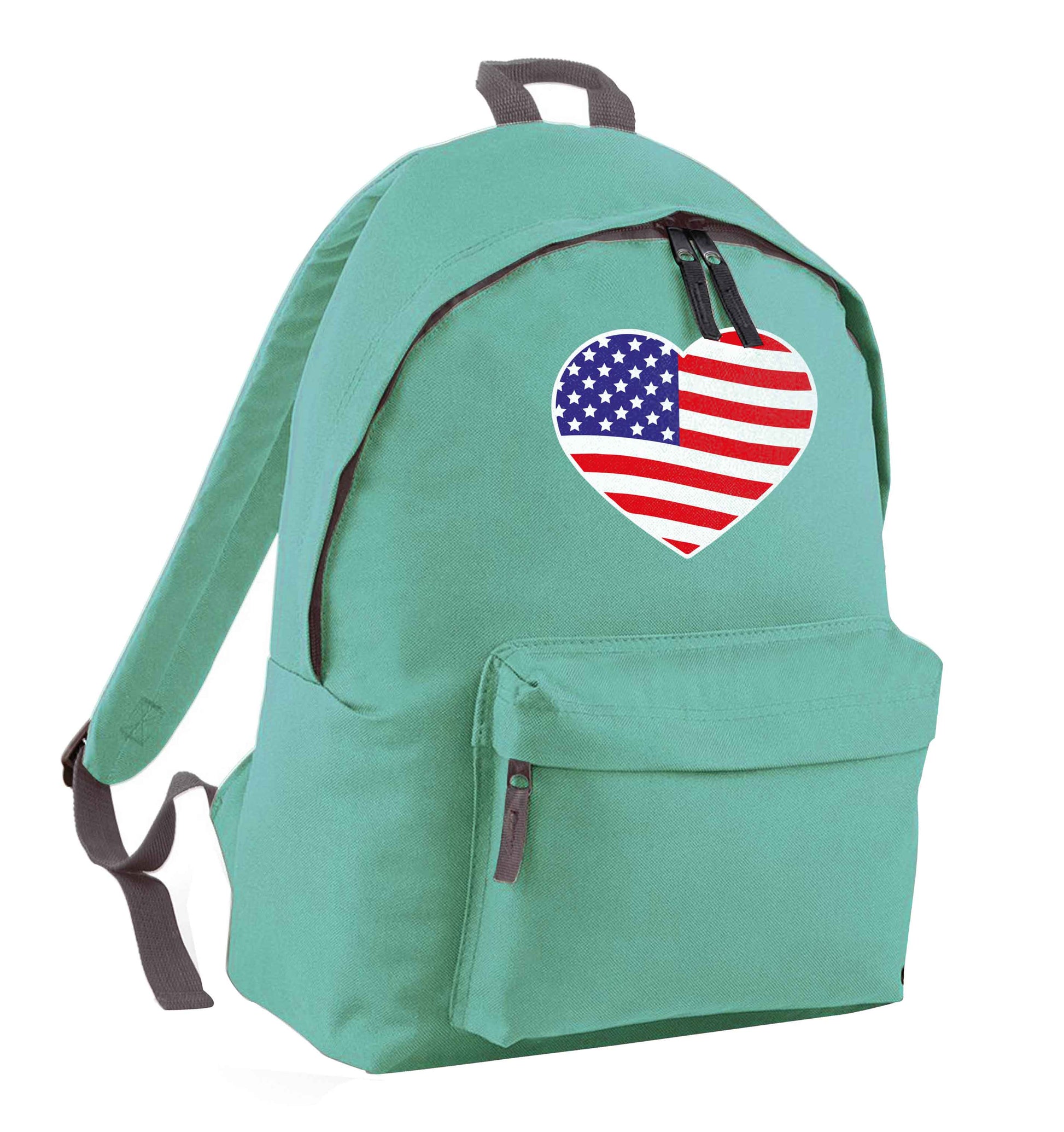 American USA Heart Flag mint adults backpack