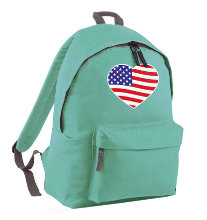 American USA Heart Flag mint adults backpack
