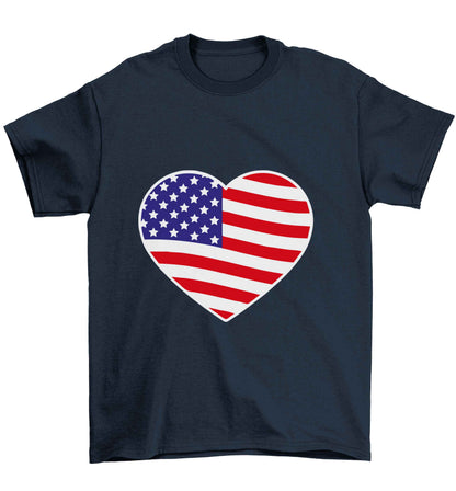 American USA Heart Flag Children's navy Tshirt 12-13 Years