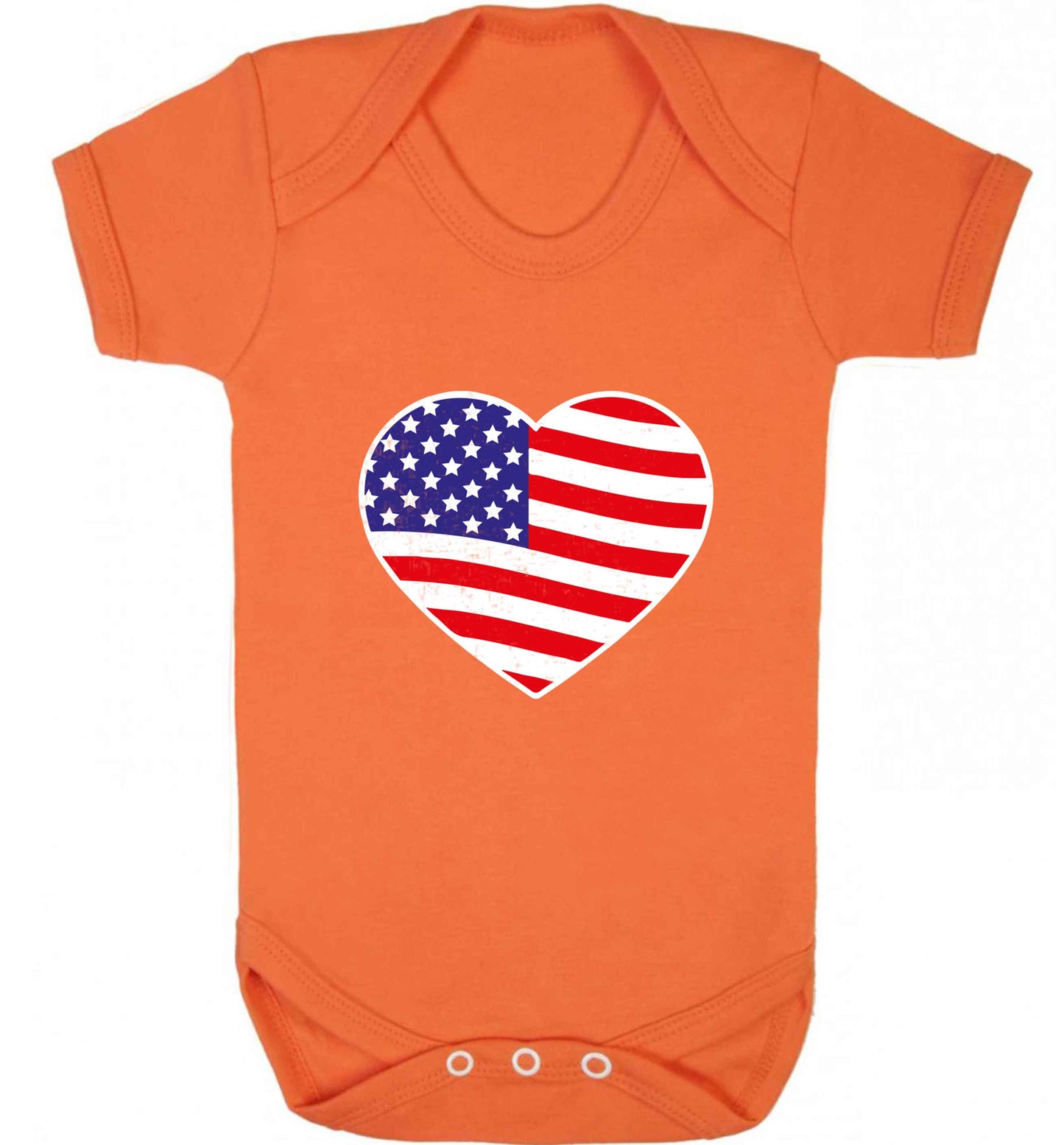 American USA Heart Flag baby vest orange 18-24 months
