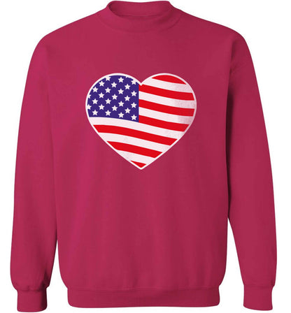 American USA Heart Flag adult's unisex pink sweater 2XL