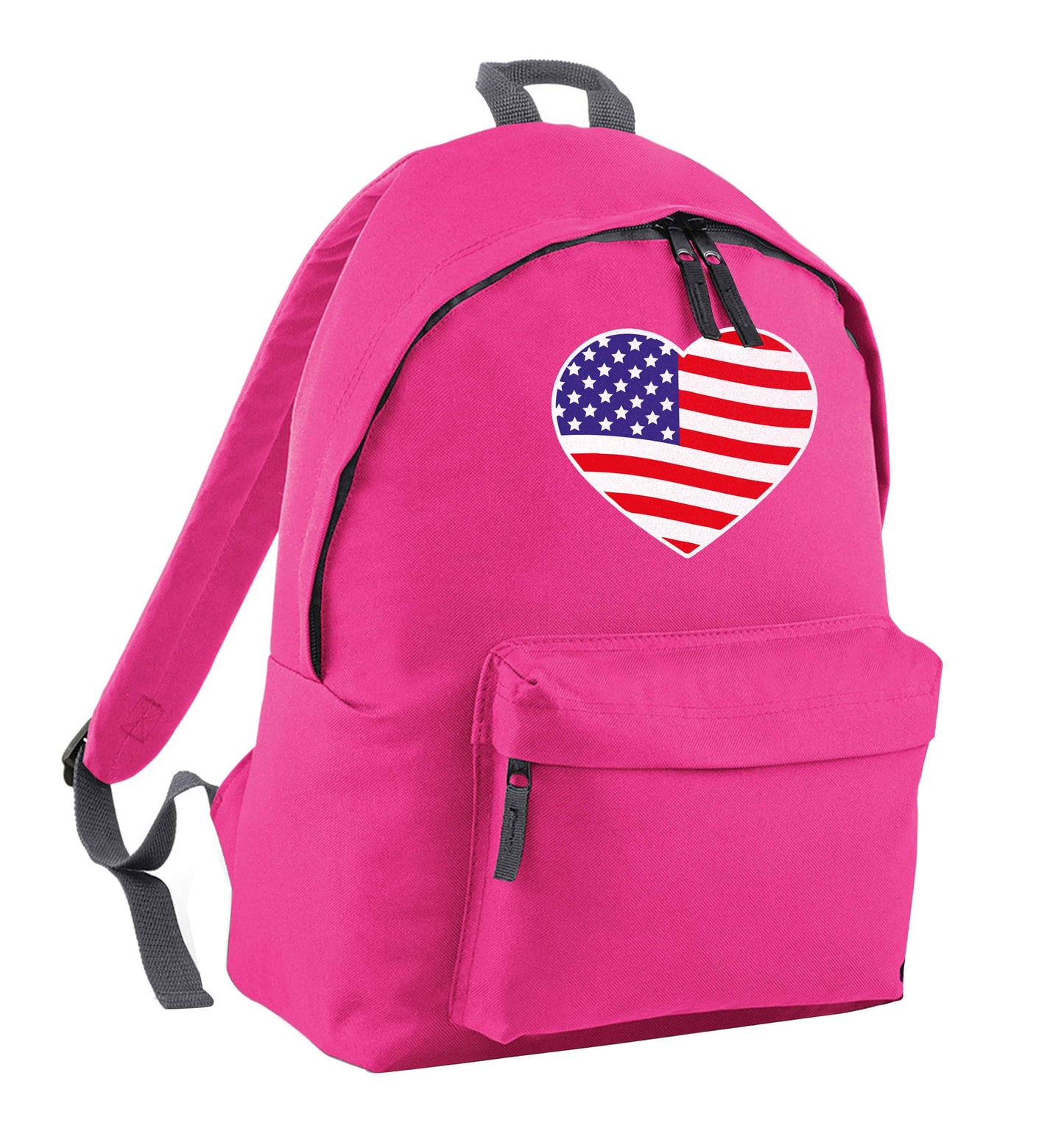 American USA Heart Flag pink adults backpack