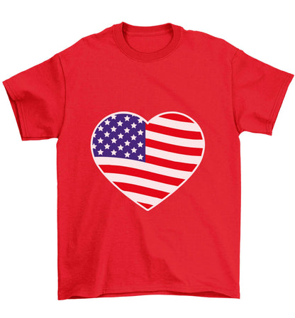 American USA Heart Flag Children's red Tshirt 12-13 Years