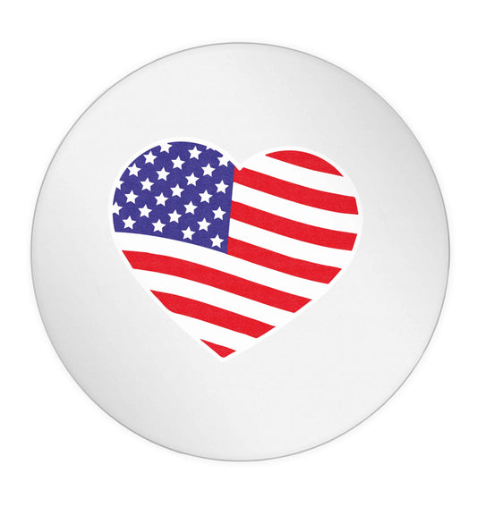 American USA Heart Flag 24 @ 45mm matt circle stickers