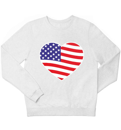 American USA Heart Flag children's white sweater 12-13 Years