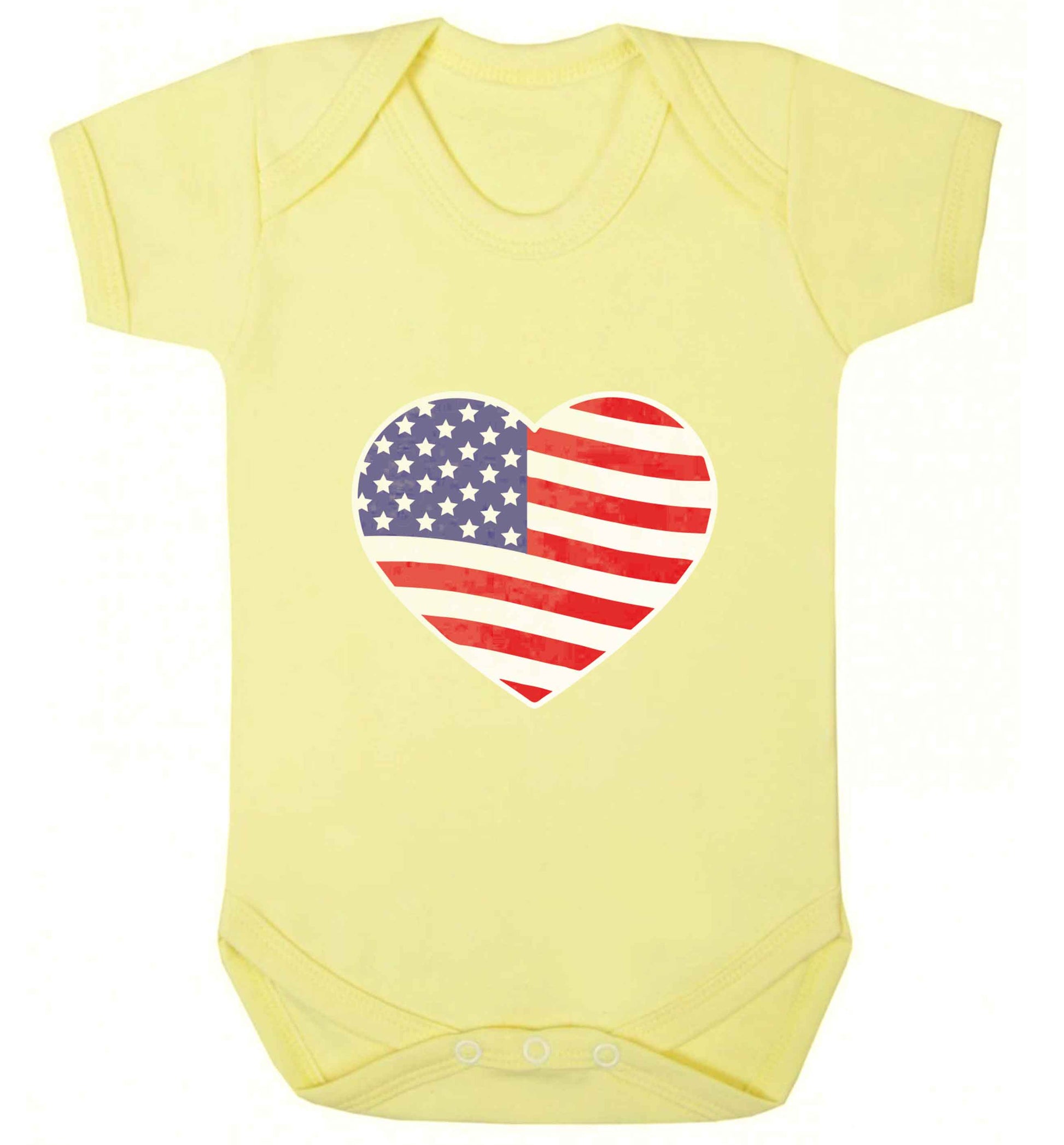 American USA Heart Flag baby vest pale yellow 18-24 months