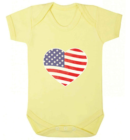 American USA Heart Flag baby vest pale yellow 18-24 months