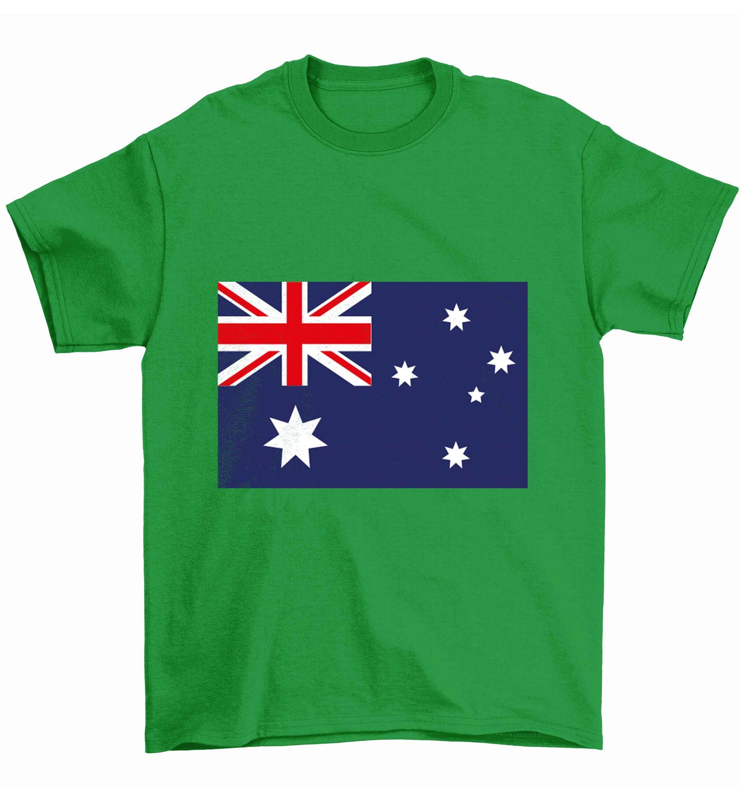 Australian Flag Children's green Tshirt 12-13 Years