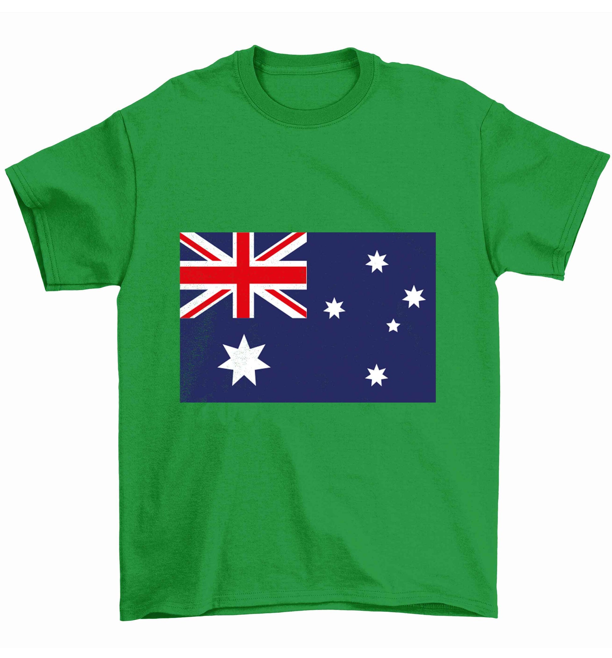 Australian Flag Children's green Tshirt 12-13 Years