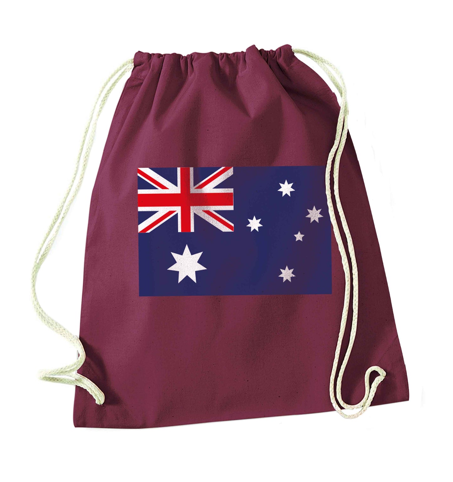 Australian Flag maroon drawstring bag