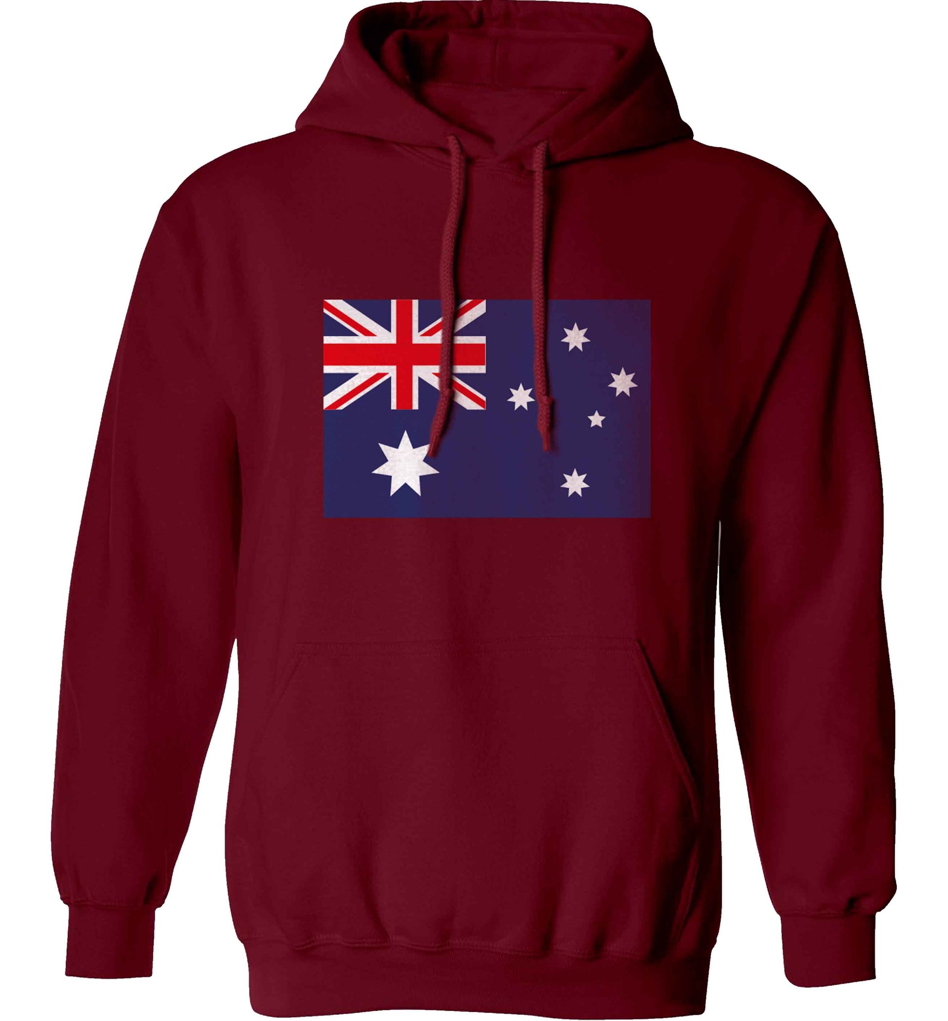 Australian Flag adults unisex maroon hoodie 2XL