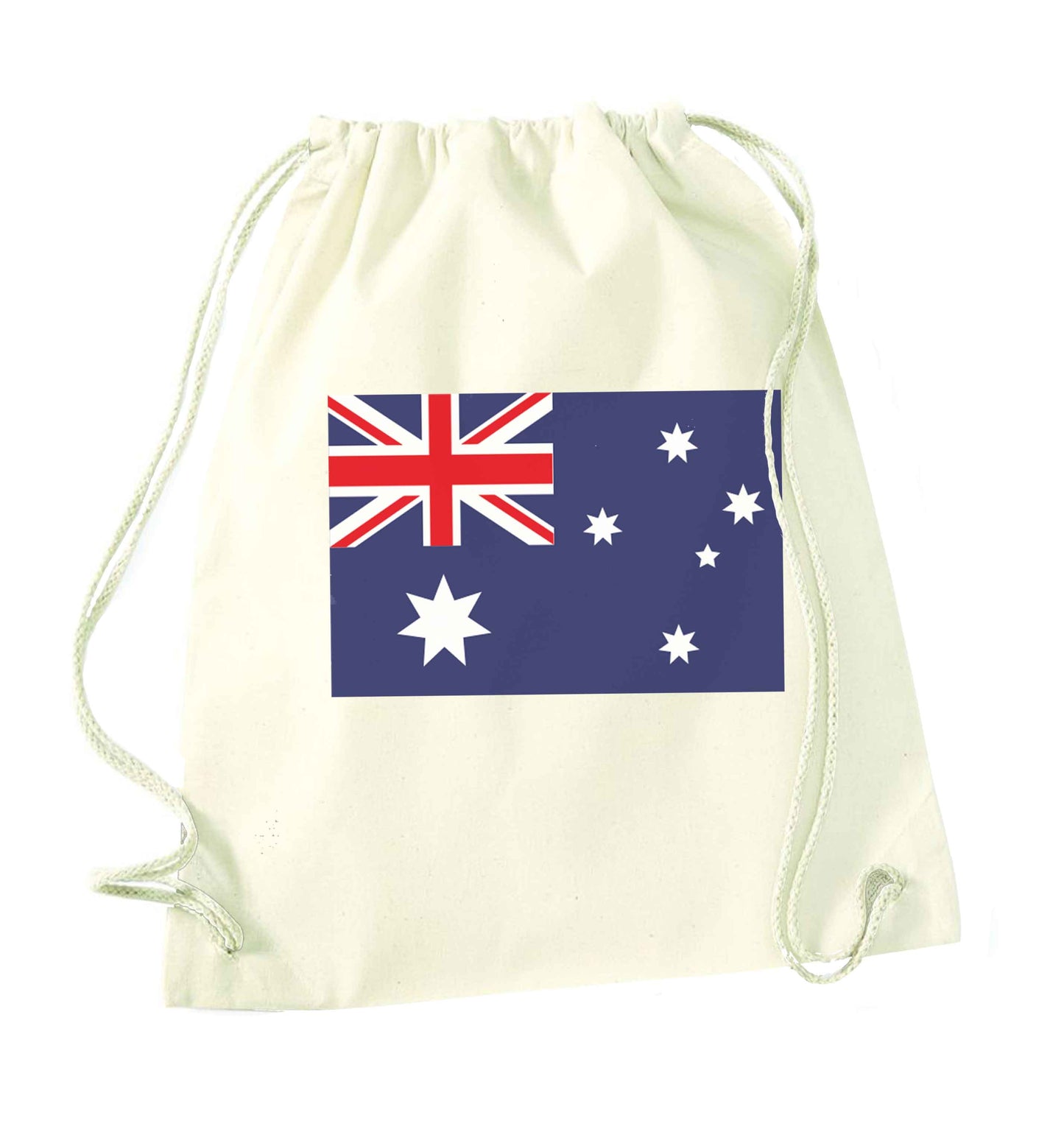 Australian Flag natural drawstring bag