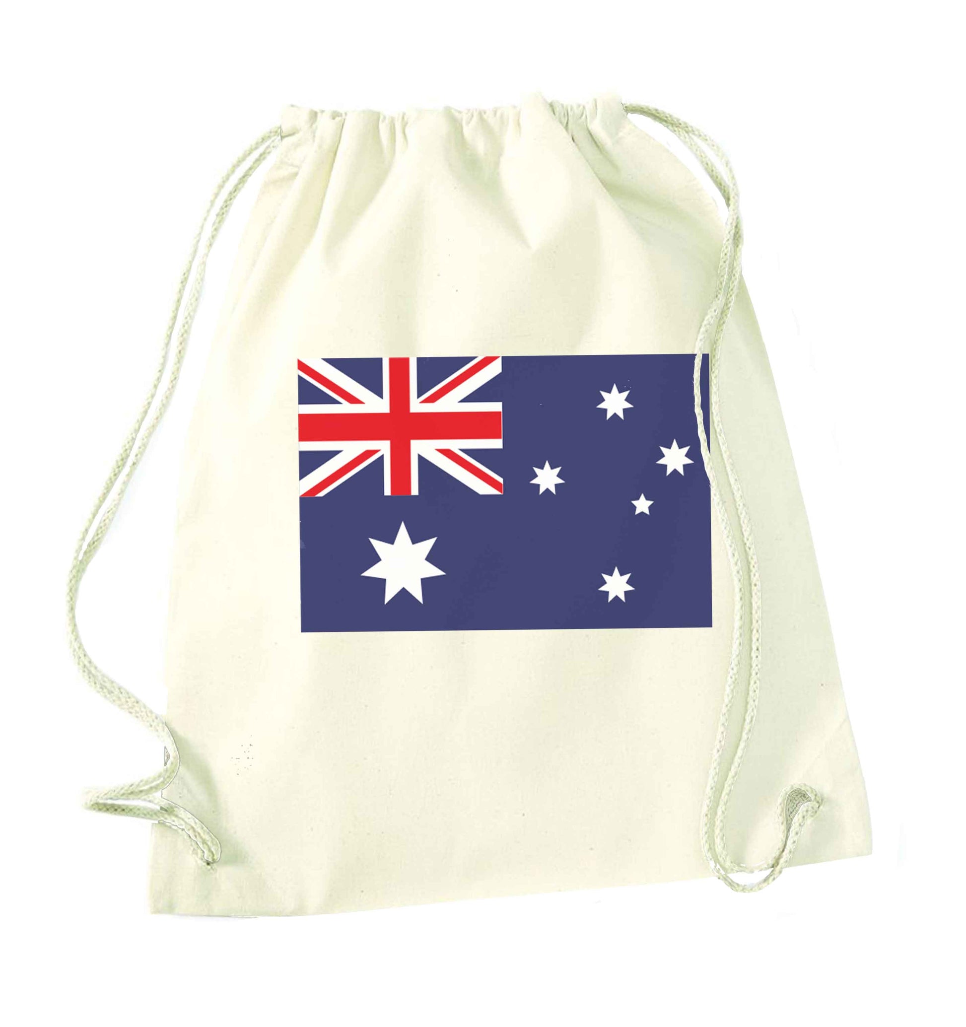 Australian Flag natural drawstring bag