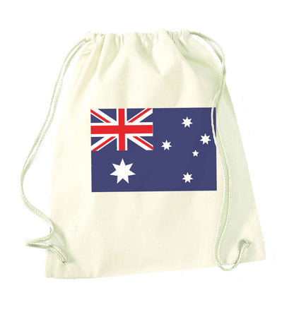 Australian Flag natural drawstring bag