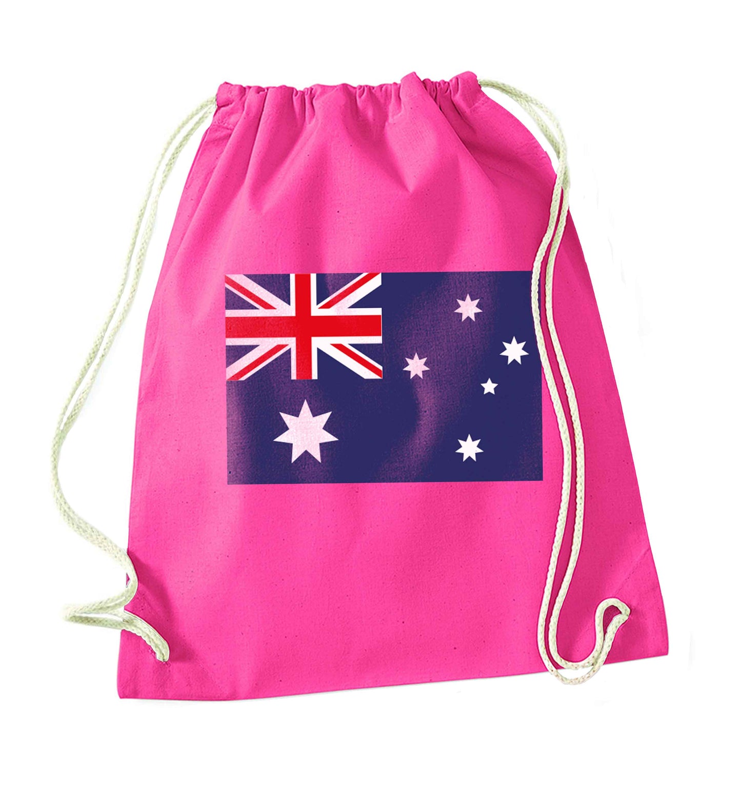 Australian Flag pink drawstring bag