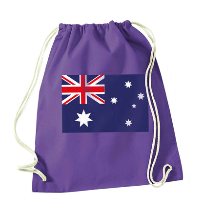 Australian Flag purple drawstring bag