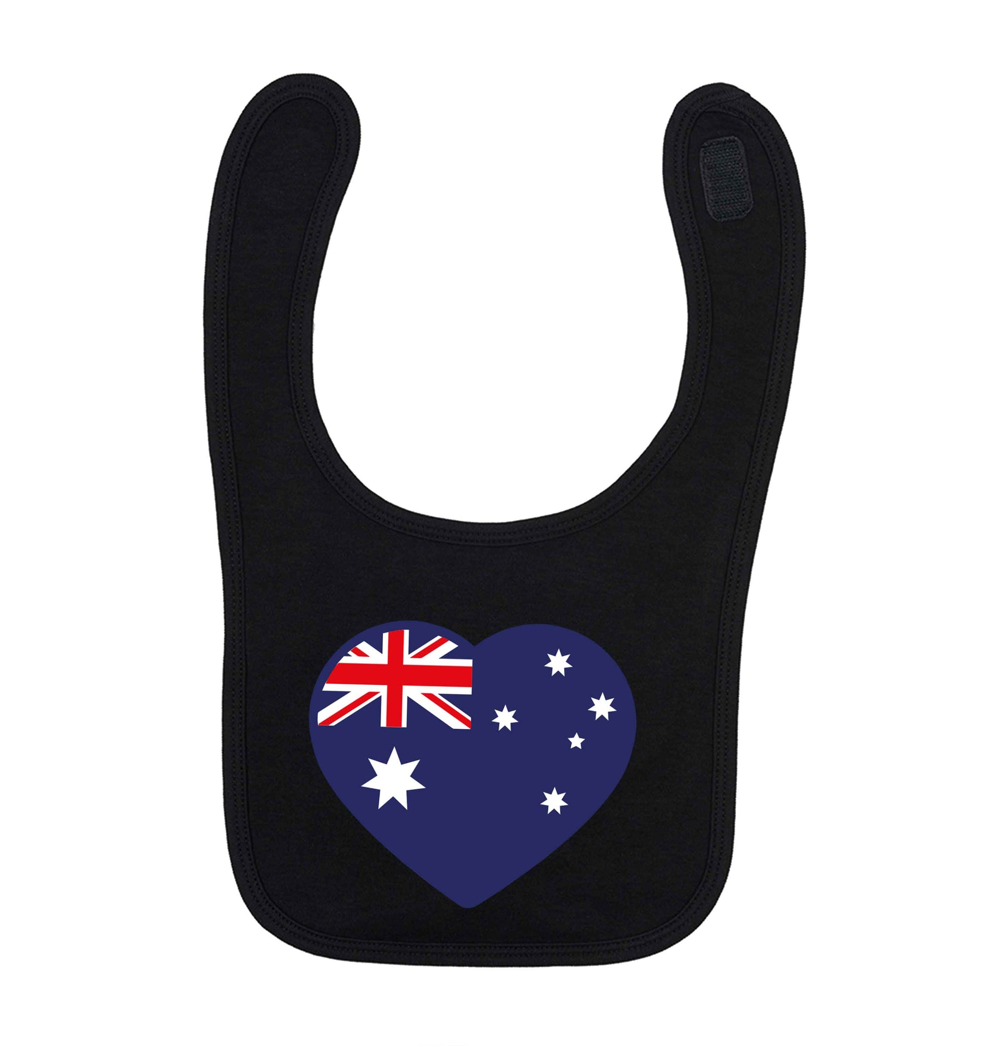 Australian Heart black baby bib