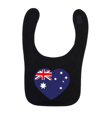 Australian Heart black baby bib
