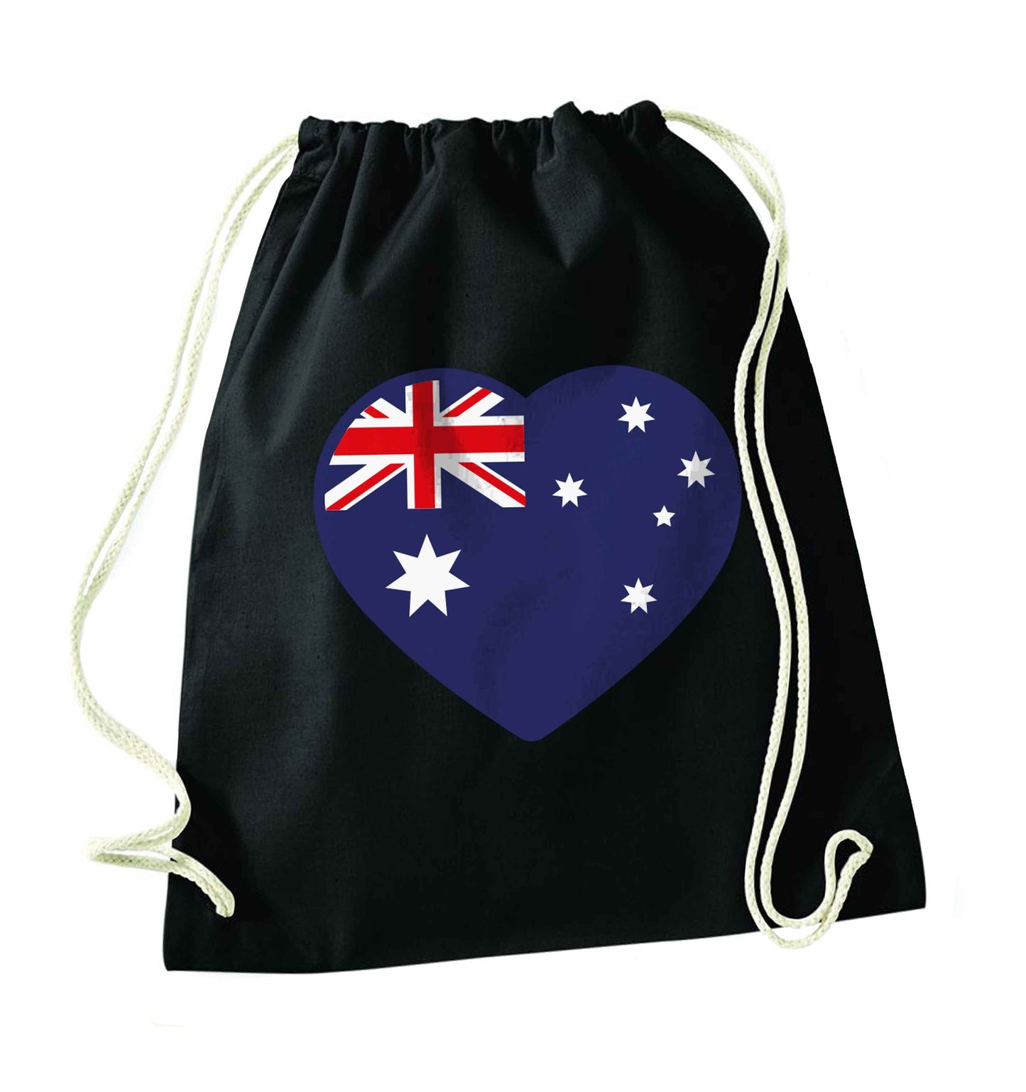 Australian Heart black drawstring bag