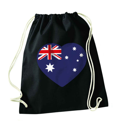 Australian Heart black drawstring bag