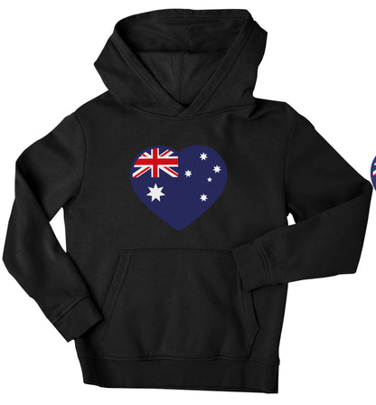 Australian Heart children's black hoodie 12-13 Years
