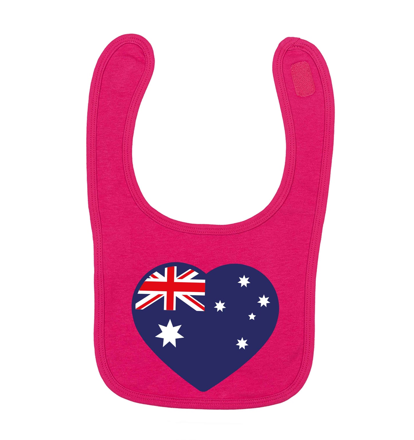 Australian Heart dark pink baby bib