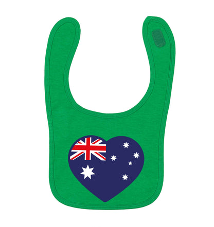 Australian Heart green baby bib