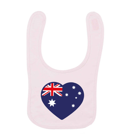 Australian Heart pale pink baby bib