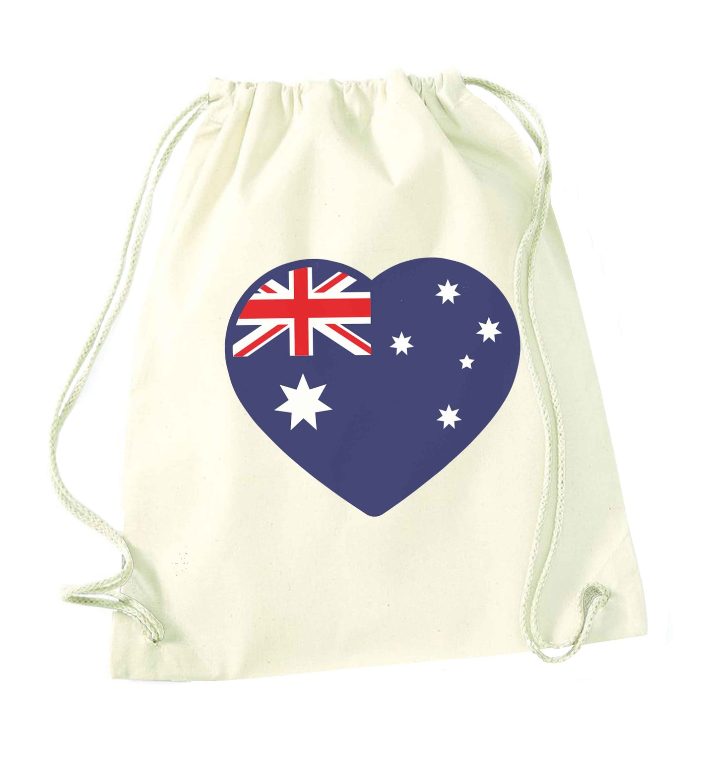 Australian Heart natural drawstring bag
