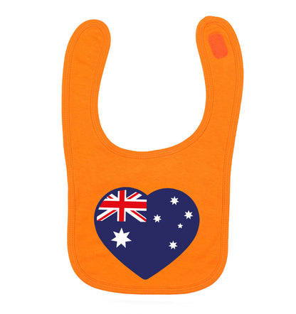 Australian Heart orange baby bib