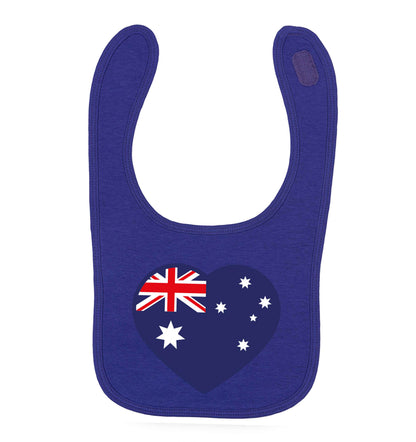 Australian Heart purple baby bib