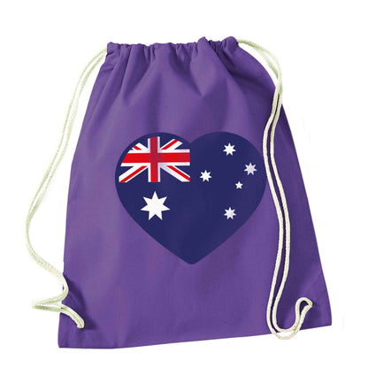 Australian Heart purple drawstring bag