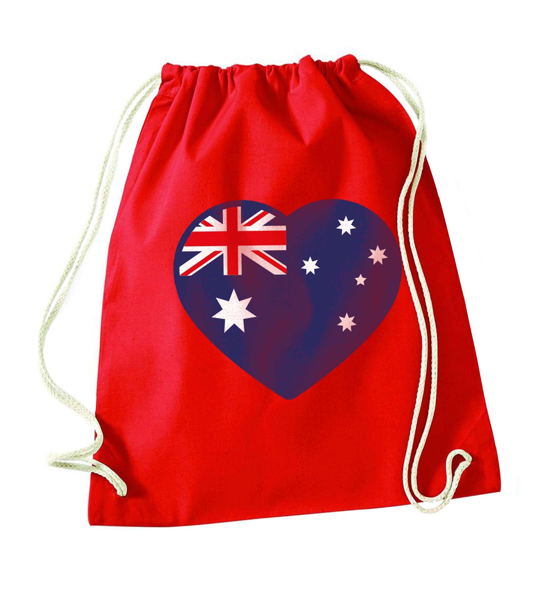 Australian Heart red drawstring bag 