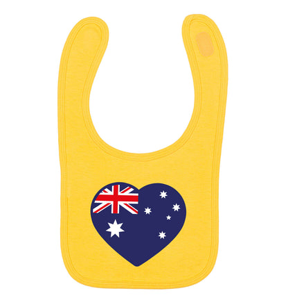 Australian Heart yellow baby bib