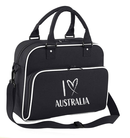 I Love Australia children's dance bag black with white detail