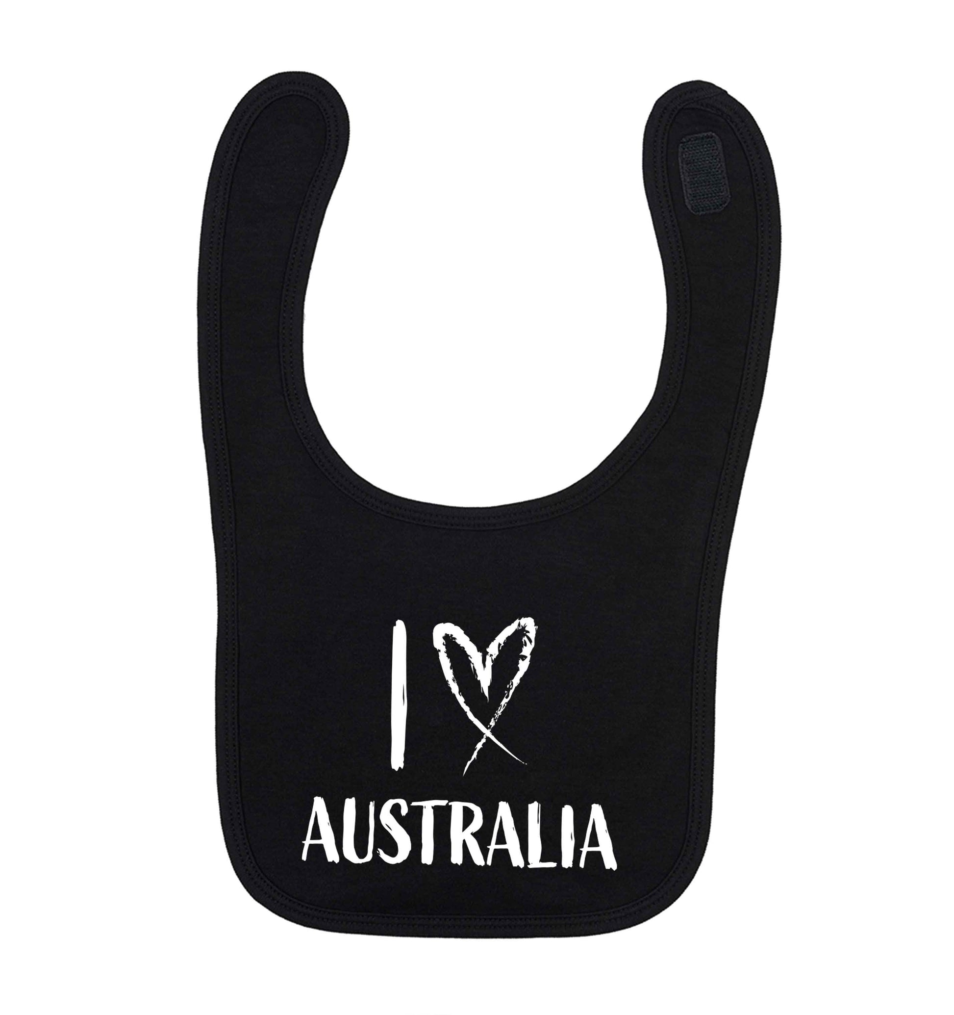 I Love Australia black baby bib